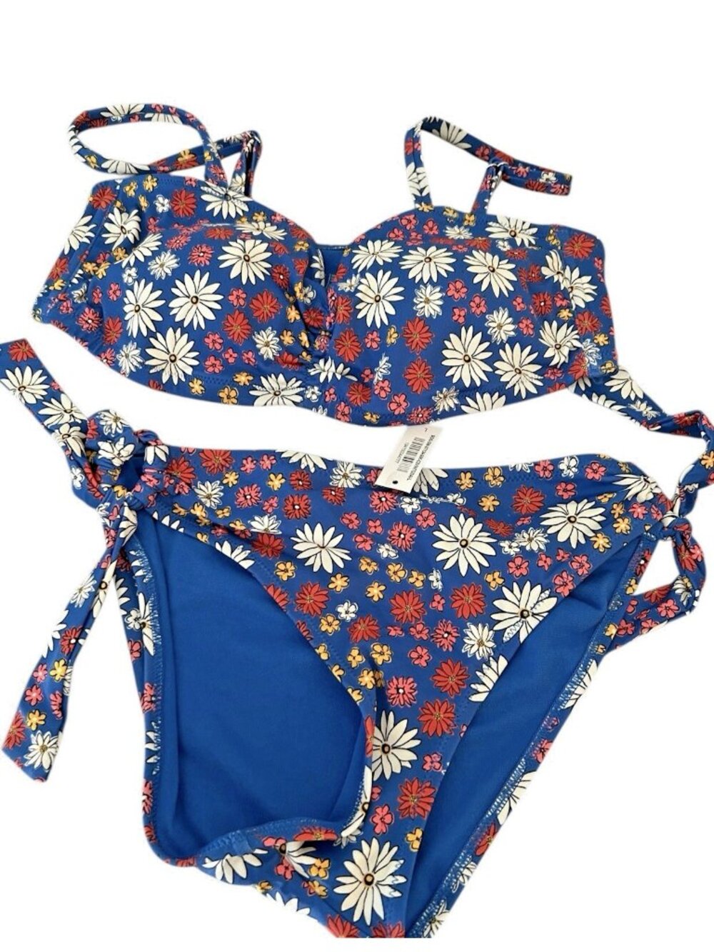 Adore Me Bikini Set Size Large Top & Matching Bottoms Red White Blue Floral NWT